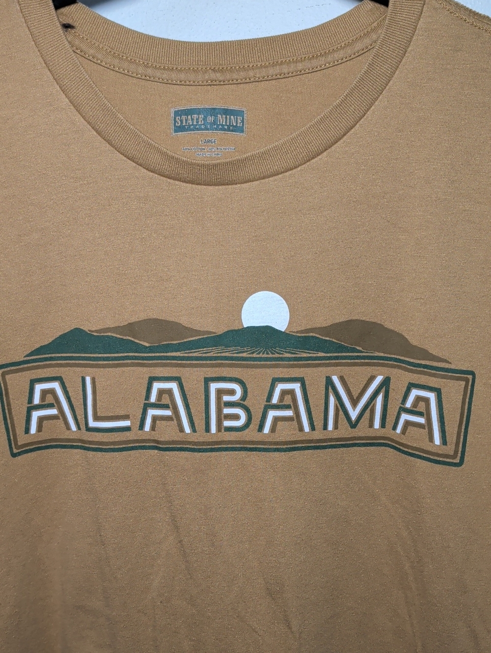State of Mine Alabama Mountain Sunrise T-shirt Tan Green Long Sleeve Mens Size L - Picture 3 of 4